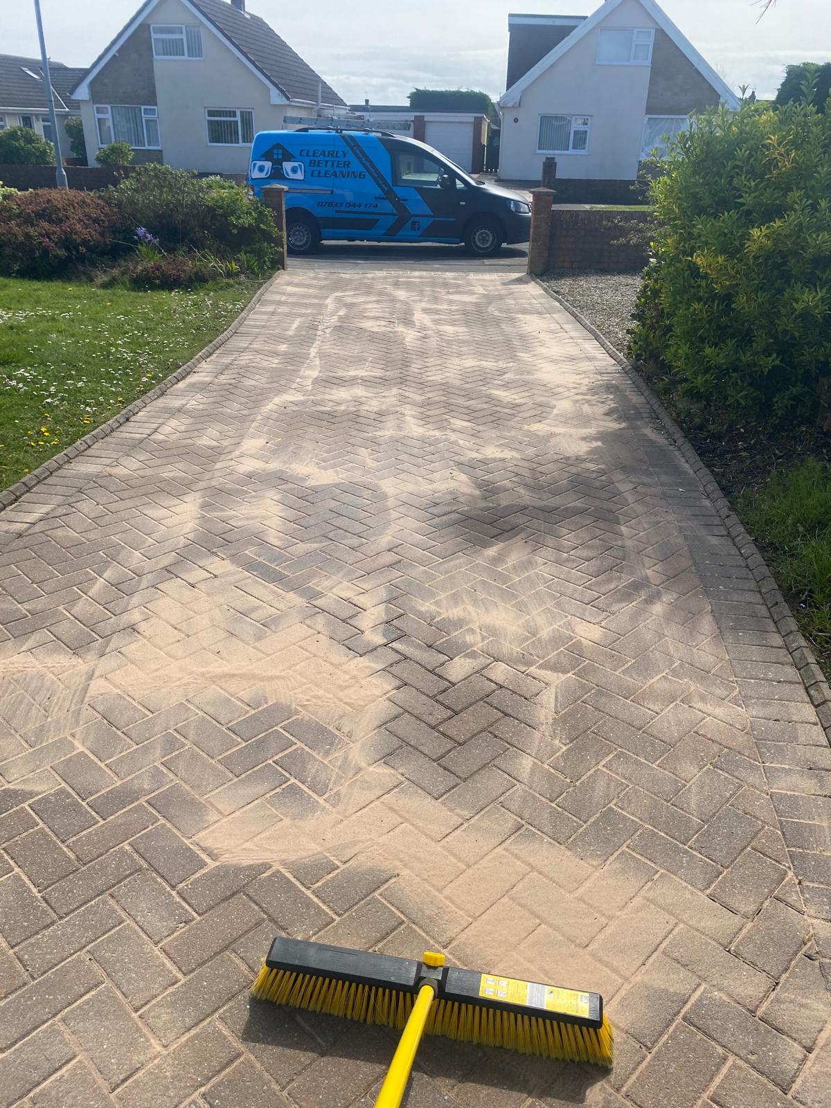 A photo of a customers pation being cleaned.